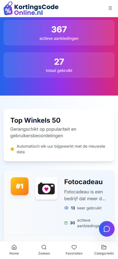 Kortingscodeonline.nl mobile